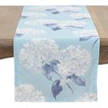 Saro Lifestyle SARO  16 x 72 in. Rectangle Printed Hydrangea Runner  Aqua 1632.A1672B